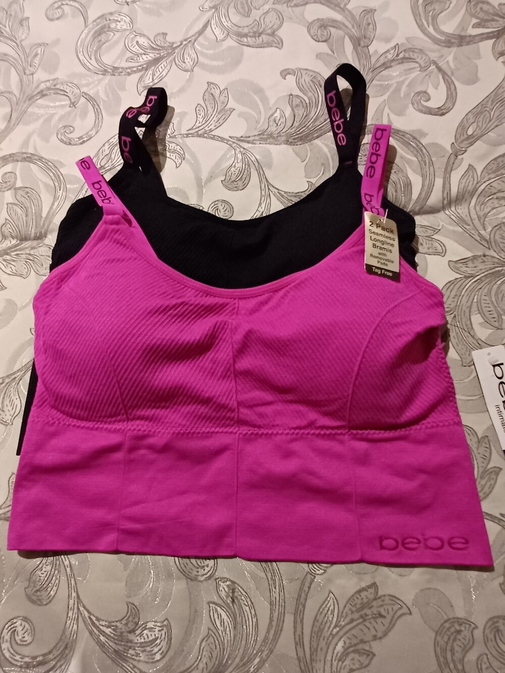 NWT Bebe Set of 2 Stretch Bras - 1 Fuschia & 1 Black - Women's Size 1X